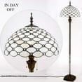 thumbnail image 2 of Tiffany Floor Lamp W16H64 Inch Tall Amber Stained Glass Crystal Pear Bead Lampshade S005 LAMPS Lover Gifts Antique Style Standing Read Lighting Base Living Room Bedroom Bedside Coffee Table, 2 of 6