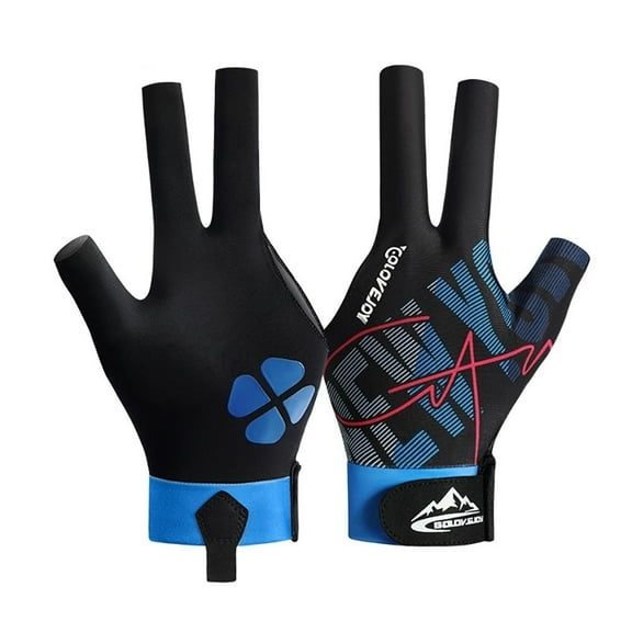 Durable Fitness Accessories Left Hand Breathable Elasticity Snooker Glove 3 Fingers Glove Billiard Glove Spandex BLUE M