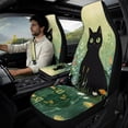 thumbnail image 2 of Xixirimido Car Seat Covers Front Seats Only with Belt Covers Armrest Box Cover 5Pcs Set for SUV Sedan Van Truck PU Leather Seat Protector Automotive Accessories, Black Cat Green Floral, 2 of 8