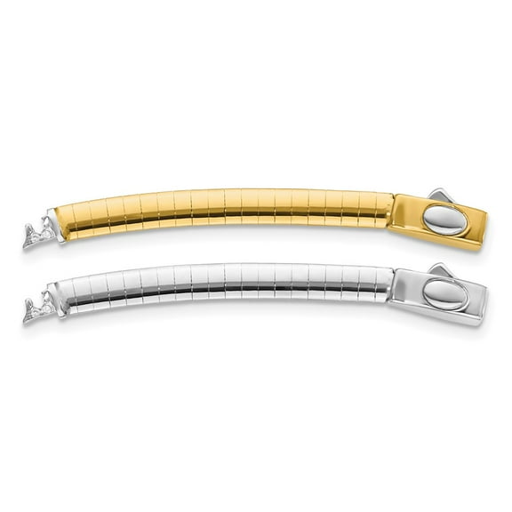 14K Two-Tone Gold Omega Necklace Chain 4mm White & Yellow Domed Extender for 2 inch 4 mm