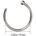 thumbnail image 4 of piezas de aros para nariz unisex de acero quirúrgico con bisagras y segmento de clicker, para cartílago de hélice, piercing corporal de titanio y acero, color plateado, 105316I265JIPCS, 4 of 5