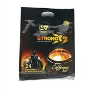 TRUNG NGUYEN G7 3-IN-1 STRONG X2 Instant Coffee for Energy Boost - Roasted Ground Coffee Blend with Non-dairy Creamer and Sugar - Strong and Pure Vietnamese Instant Coffee (24 Sticks/Bag)