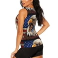 thumbnail image 3 of Fuzoiu Eagle With USA Flags Print Women's Workout Tank Top,Athletic Racerback Sports Tank,Tops Sleeveless Running Loose Fit Yoga Tops,Active Shirts for Yoga, Running, and Gym-Large, 3 of 7