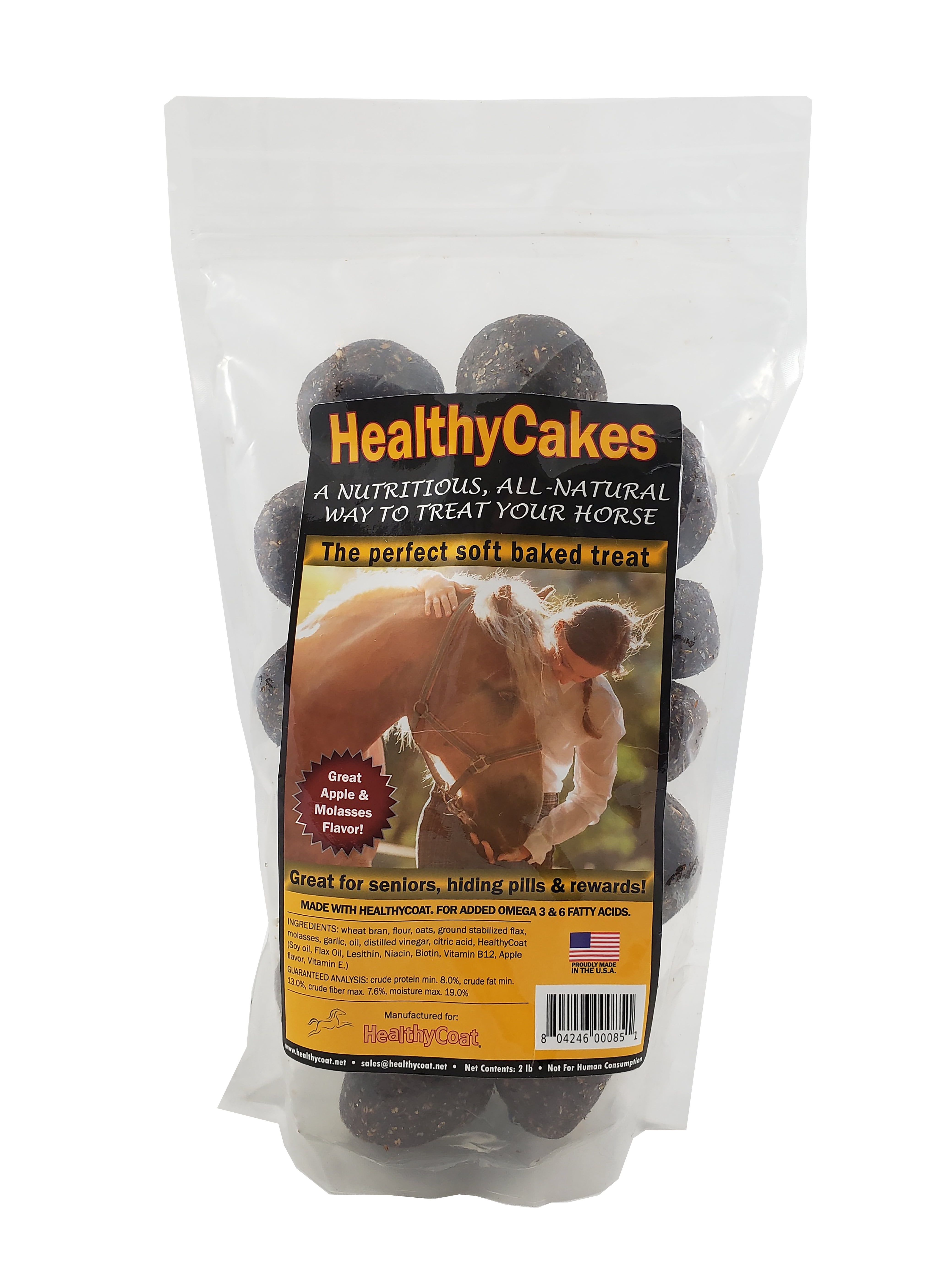 HealthyCoat HealthyCakes Horse Treats: 2 lb bag, All-Natural, Rich in Omega 3 & 6, Soft Baked Treat