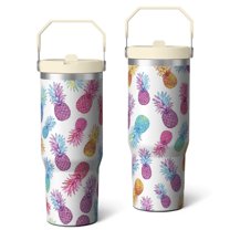 30 Oz Tumbler Colorful Cartoon Pineapple Tumbler with Lid and Straw, Birthday Gift Cup for Friend Women Men Coffee Travel Mug Thanksgiving Day Halloween Christmas Gift Water Bottle