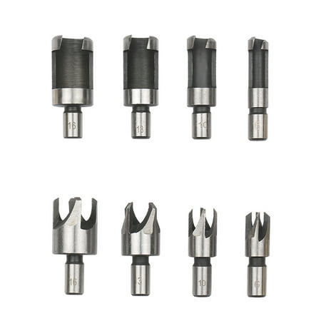 

CACAGOO 8Pcs Woodworking Chamfer Drilling Tool Wood Plug Cutter Drill Bit Set with 3/8in Round Shank for Wood Drilling or Woodworking Chamfer