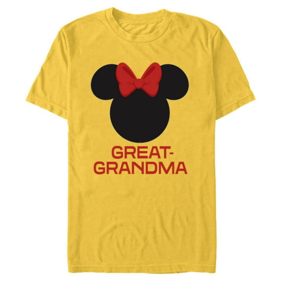 Disney Minnie Mouse Great-Grandma Red Bow Mother’s Day - Short Sleeve Blended T-Shirt for Adults - Customized-Yellow