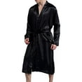 Men's Satin Kimono Robe Silk Classic Long Bathrobe Pockets Lightweight