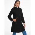 thumbnail image 4 of DARING DIVA Women's Stand Collar Long Sleeve Winter Trench Coat L Black, 4 of 6