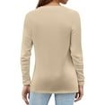 thumbnail image 3 of Hearthz Womens Long Sleeve Tops Fall V Neck Cotton Tshirts for Women Henley Button Down Womens Work Blouse, 3 of 4