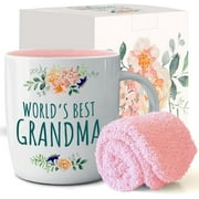Triple Gifffted Best Grandma Ever Gifts Ideas for Grandmother From Grandkids, Coffee Mug and Socks From Grandson Granddaughter, Grandparent Birthday, Christmas, Mothers Day, Ceramic Cup 380ml