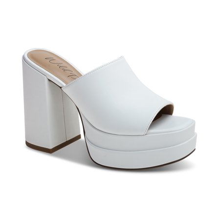 Wild Pair Women's Sandals Double Platform Slide, White 5.5M