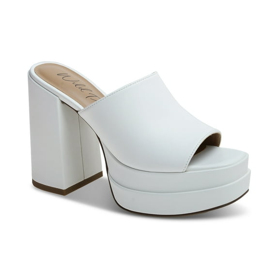Wild Pair Women's Sandals Double Platform Slide, White 5.5M