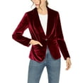 thumbnail image 6 of INSPIRE CHIC Women's Velvet Blazer Solid Color Shawl Collar One Button Wear-to-Work Suit Jacket 2XL Wine Red, 6 of 8