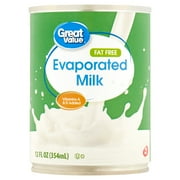 Great Value Fat-Free Evaporated Milk, 12 fl oz