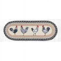 Earth Rugs OP-430 Roosters Oval Patch Runner 13" x 36"