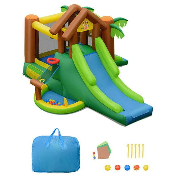 Yardi Yard Kids Inflatable Jungle Bounce House Castle including Bag without Blower, Bounce House Castle with Inflatable Bouncer, Safe Entrance Opening, Strong Blower Included
