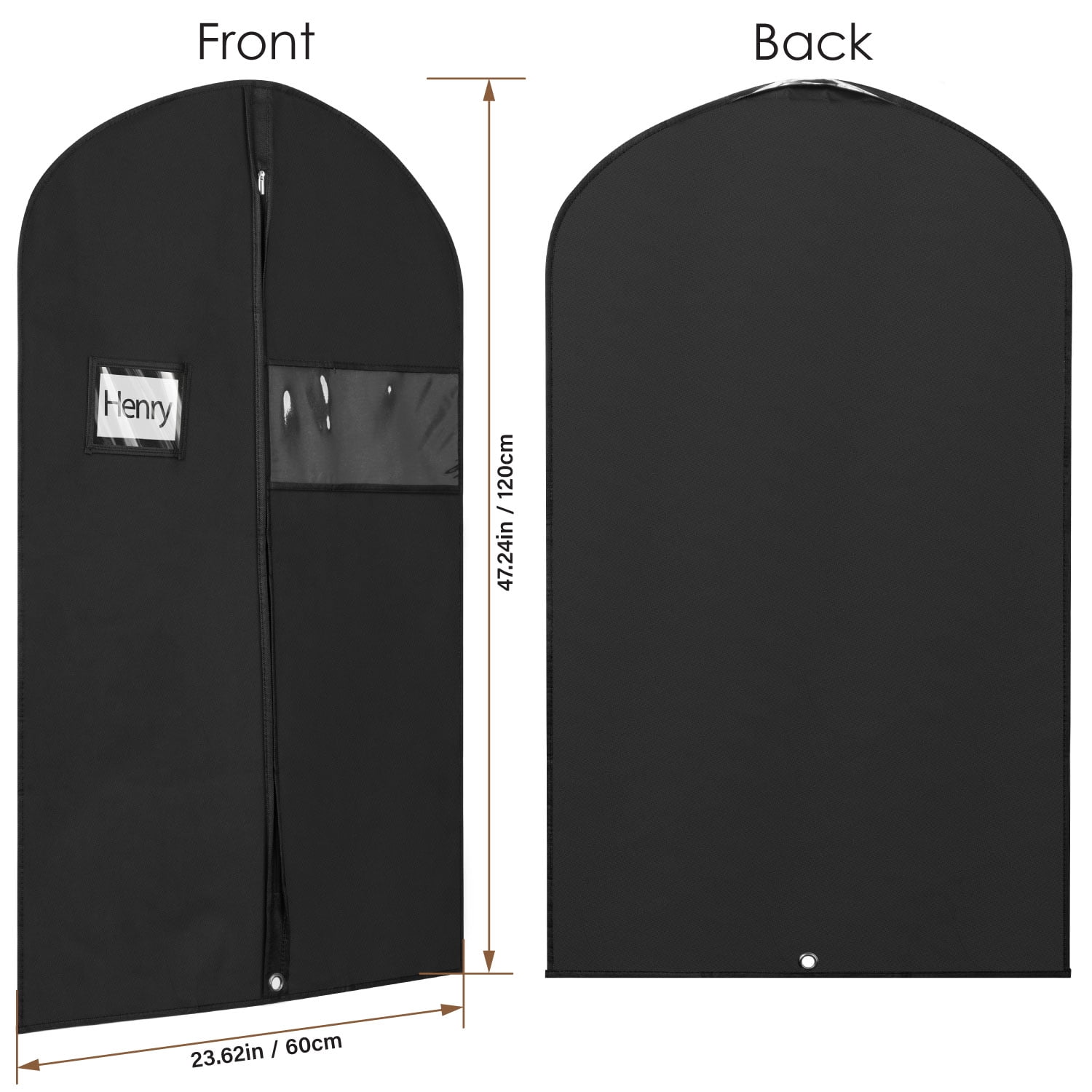 Mber 5-Pack 47" Garment Bags For Travel, Slim Zipper Suit Bag Travel, Garment Bags For Hanging Clothes with Clear Card Slot, Black