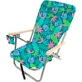 thumbnail image 3 of (12 pack) Bluewater Beach Steel 4 Position BackPack Beach Chair - Cup Holder, Pillow - Aqua Floral, 3 of 4