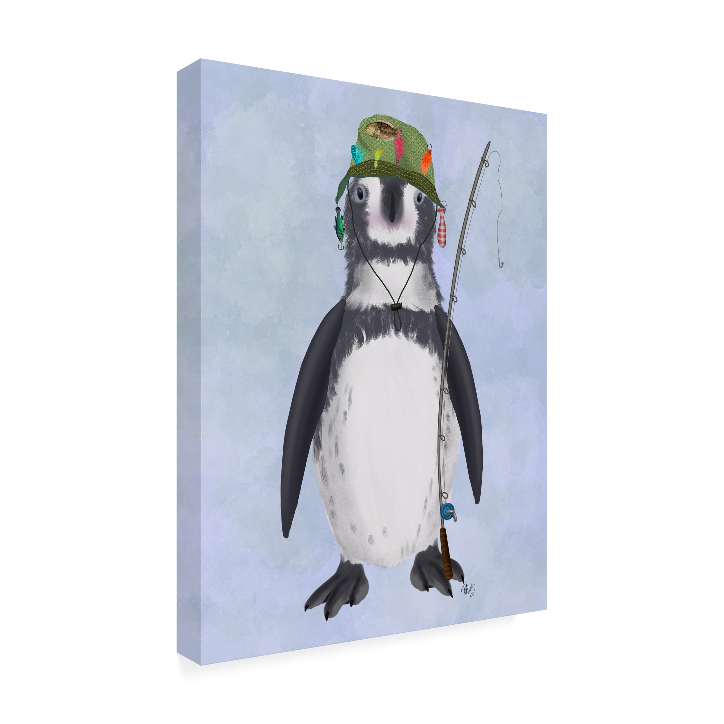 Fab Funky 'Penguin Fishing' Canvas Art