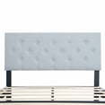 thumbnail image 6 of Twin Size Upholstered Platform Bed Frame with Modern Button Tufted Linen Fabric Headboard, No Box Spring Needed, Wood Slat Support, Easy Assembly, Grey, 6 of 12