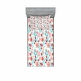thumbnail image 2 of Floral Bedding Set with Sheet & Covers, Flowers Ladybugs Butterflies Strawberries Kids Nursery Playroom Pattern, Printed Bedroom Decor 2 Shams, 4 Sizes, Dark Coral Aqua, by Ambesonne, 2 of 3