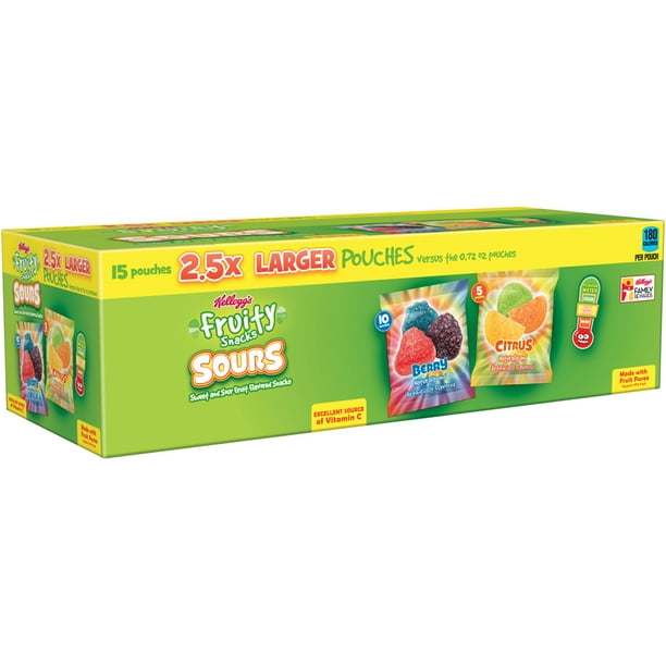 Kellogg's Berry & Citrus Sours Fruity Snacks Pouches 30 oz 15 ct