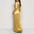 thumbnail image 3 of Smsaxvxz Women's Cowl Neck Satin Maxi Dress Long Sleeve High Slit Formal Evening Gown for Wedding Guest Bridesmaid Party Gold L, 3 of 7