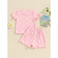 thumbnail image 4 of CIYCuIT Toddler Baby Girls Summer Outfits Floral Print Lettuce Trim Short Sleeve Tops + Shorts 2Pcs 6M 12M 18M 24M 3T 4T Kids Cute Casual Short Pants Sets, 4 of 9