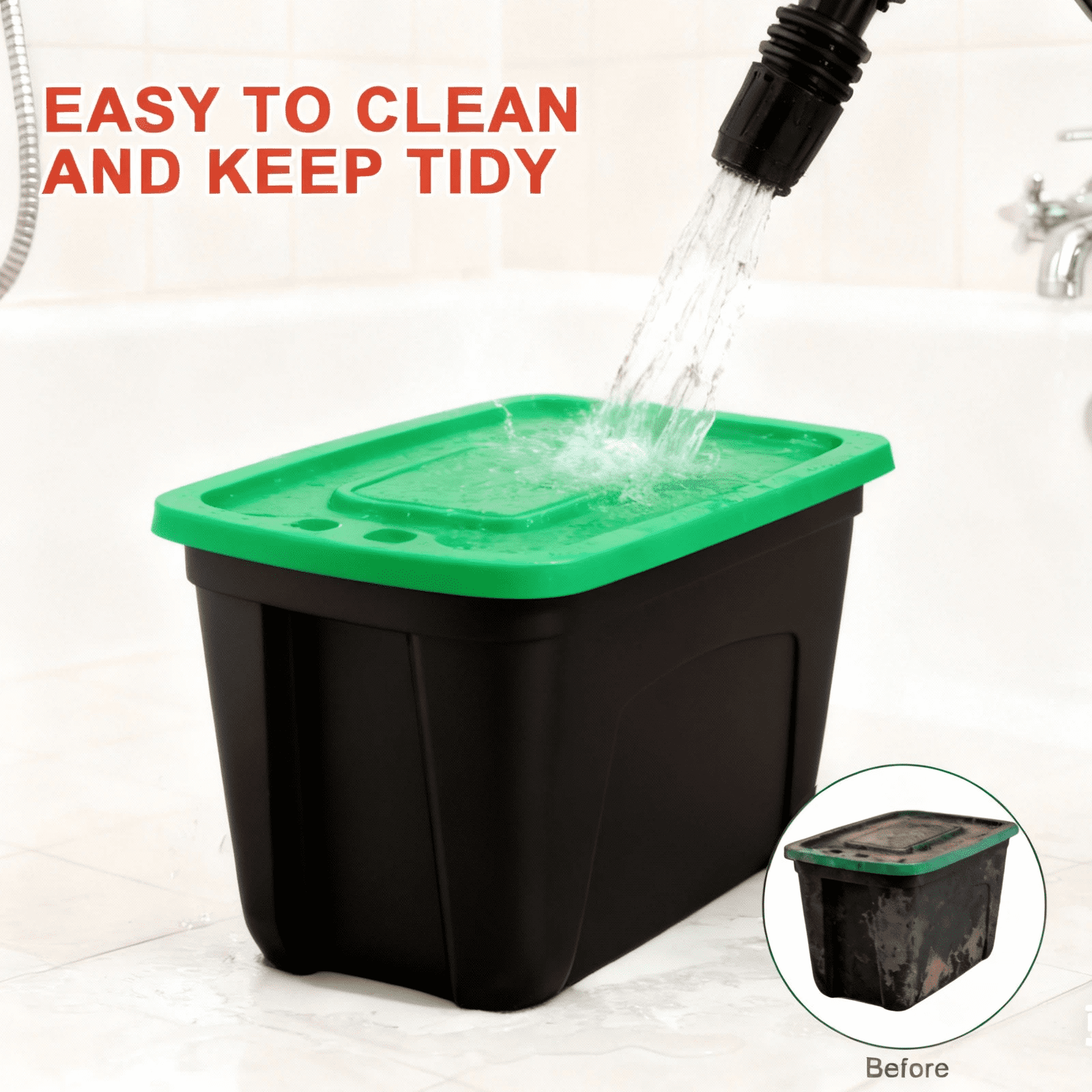 SimplyKleen 18-Gallon 4 pack Stacking Plastic Storage Containers with Lids, Black Body/Green Lid