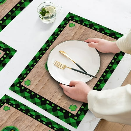

St. Patrick s Day Galentines Day Decor St Patricks s Day Placemats Scandinavians Irish Day Plaid Decorative Placemats Insulated Tablecloths