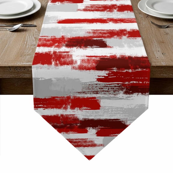 Red Abstract Table Runner Linen Burlap Table Runner 72 Inches Long Grey Modern Mottled Art Oil Painting Dresser Scarves for Kitchen Island Coffee Dining Room Party Wedding Holiday Decoration 13"x72"