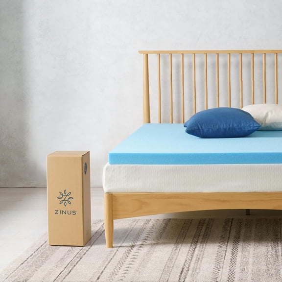 Green Tea Cooling Gel Memory Foam Mattress Topper, Queen, WonderBox Packaging, CertiPUR- Certified