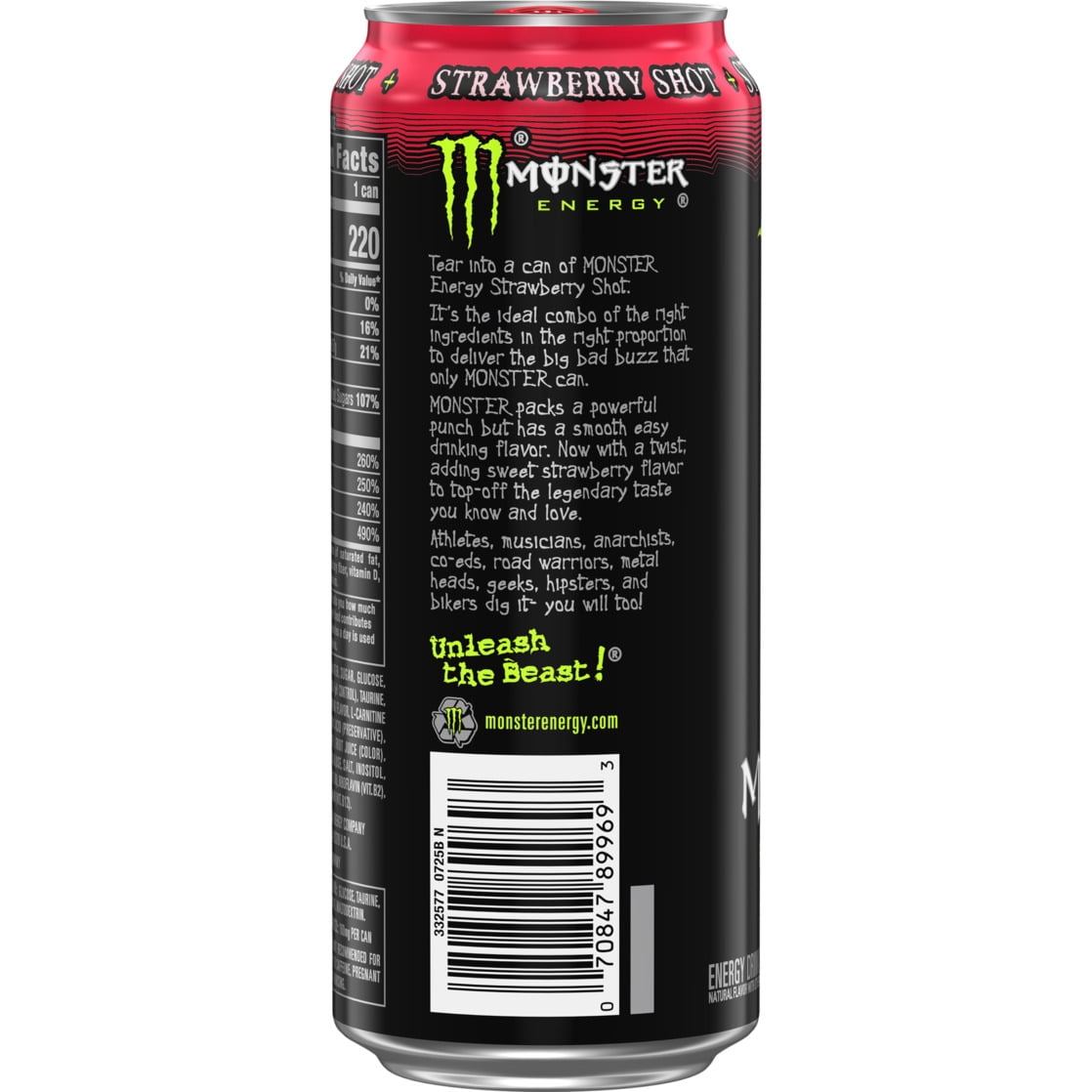 Monster Energy, Strawberry Shot, Energy Drink, 16 fl oz, Can