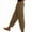 Brown-01, variant on REALiKUN Linen Pants for Women Casual Elastic Waist Slim Fit Side Button Pant Boho Beach Trousers with Pockets