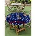 thumbnail image 4 of Outdoor Tablecloths with Umbrella Hole & Zipper, 4th of July Round Tablecloths 60 Inch, Independence Day American Patriotic Stars Blue Waterproof Table Cloth, Patio/Pool/Picnic Table Covers, 4 of 8