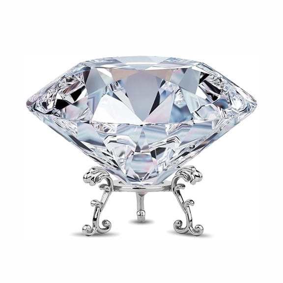 MerryNine  80mm/3.15" Clear Crystal Diamonds Paperweight with Holder, Elegant Ornament for Wedding Party Home Decor