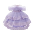 thumbnail image 3 of Hihipz Toddler Girls Dresses Sequin Tulle Tutu Gown With Detachable Train Ruffled Cake Princess Formal Dress, 3 of 9