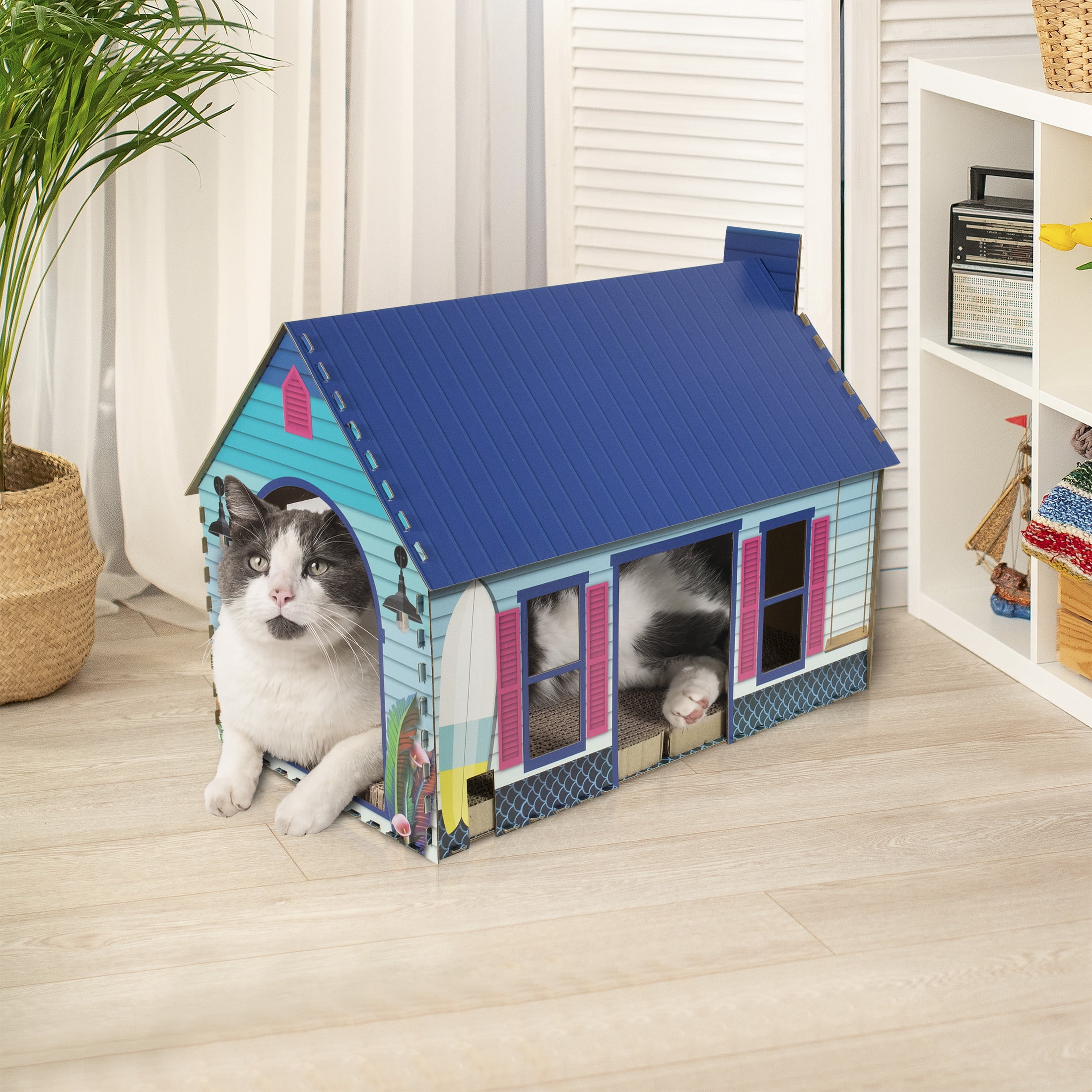 キャット プレイ ハウス Pet Champion Corrugated Cat Scratching Beach Playhouse with