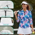 thumbnail image 5 of Aplkyhs Tropical Palm Tree Women's Golf Shirt and Sun Visor Hat Set Sports Sun Visor Hat Moisture Wicking Women Sport Cloth 4-Way Stretch Suitable for Tennis Enthusiasts Lightweight, 5 of 7