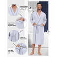 thumbnail image 2 of EA'S SECRET 100% Cotton Mens Robe Lightweight Long Kimono Bathrobe with Pockets Cozy Knit Spa Robes Breathable Shower Bath Robes(Grey,XL), 2 of 9