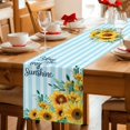 thumbnail image 5 of Sunflower Table Runner 90 Inches, Summer Botanical Yellow Floral Blue Striped Bed Runner Dresser Scarves Tabletop for Indoor Outdoor Parties/Ceremony/Banquet, 13" x 90", 5 of 9