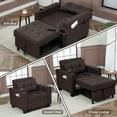 thumbnail image 5 of Pull Out Convertible Sleeper Sofa Bed with Storage USB Port Cup Holder Side Pocket Pillow Adjustable Backrest, Cream, 5 of 11