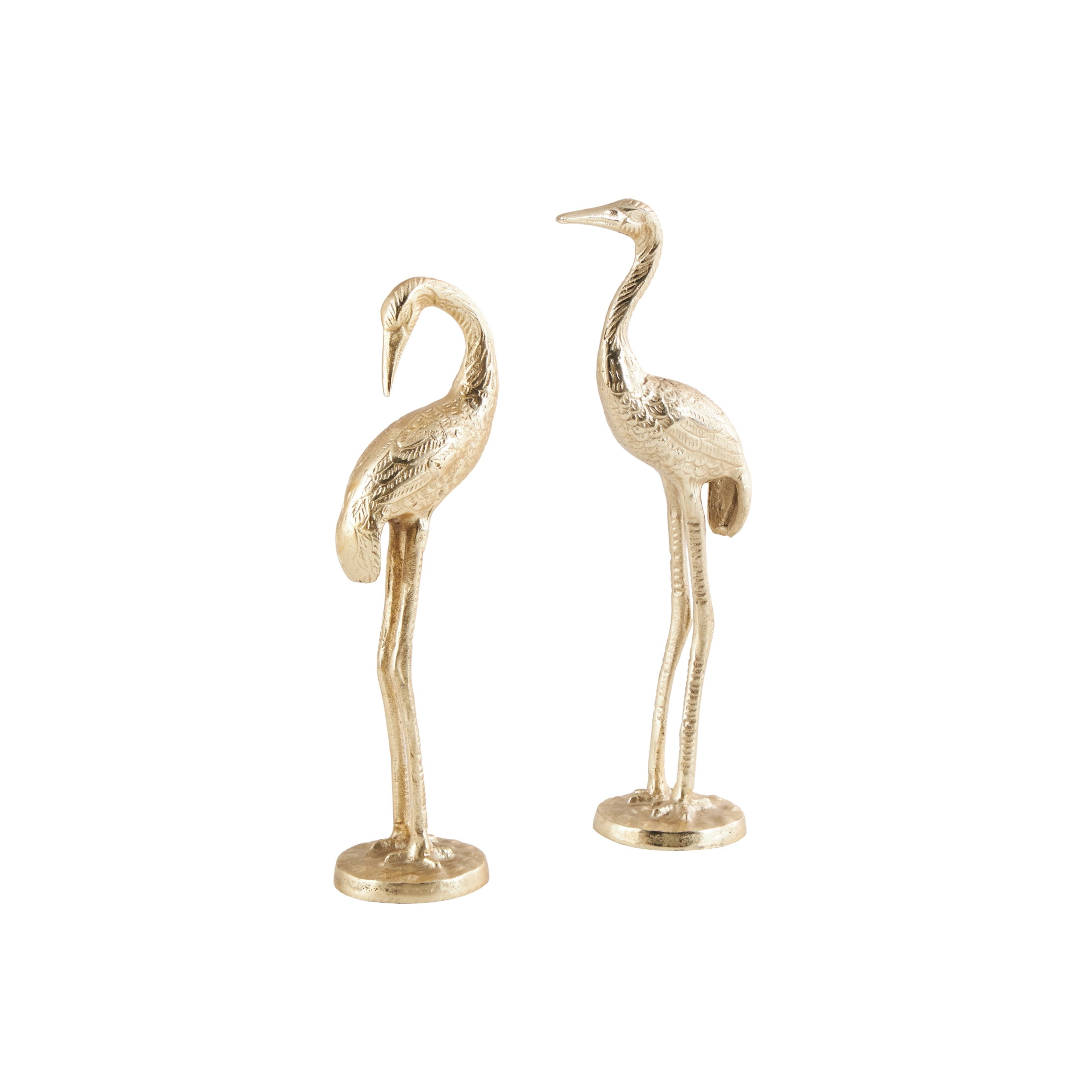15", 17"H Gold Aluminum Metal Flamingo Sculpture, by DecMode (2 Count)