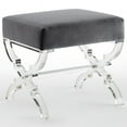 thumbnail image 5 of Posh Living Brayden Velvet Upholstered Ottoman with Acrylic X-Legs in Gray, 5 of 8