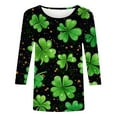 thumbnail image 3 of Xuyuer Womens 3/4 Sleeve St. Patrick's Day T-Shirts Crew Neck Spring Graphic Tee Tops Cute Tunic Tops Basic Tees Blouses Business Work Tee Top Merry and Bright Graphic Tee Tops, 3 of 6