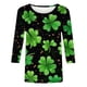 thumbnail image 4 of RKSTN 3/4 Length Sleeve Womens Tops Oversized Crewneck St Patricks Day Lucky Shamrocks Graphic Print T Shirt Womens Casual Plus Size Round Neck Loose Irish Festivities Three Quarter Sleeve Shirt, 4 of 6