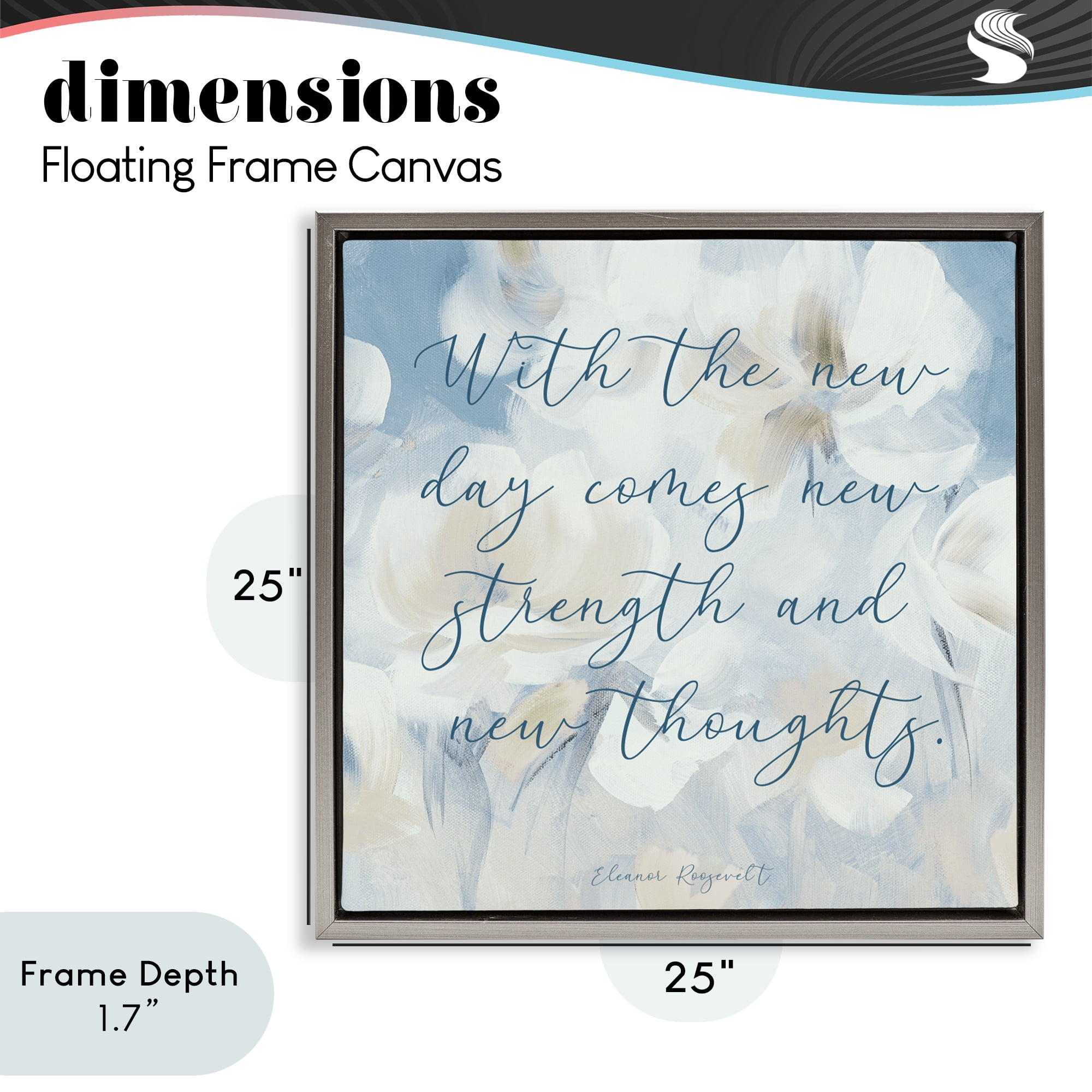 Stupell Industries Strength & New Thoughts Quote Gray Framed Floater Canvas Wall Art, design by Lanie Loreth