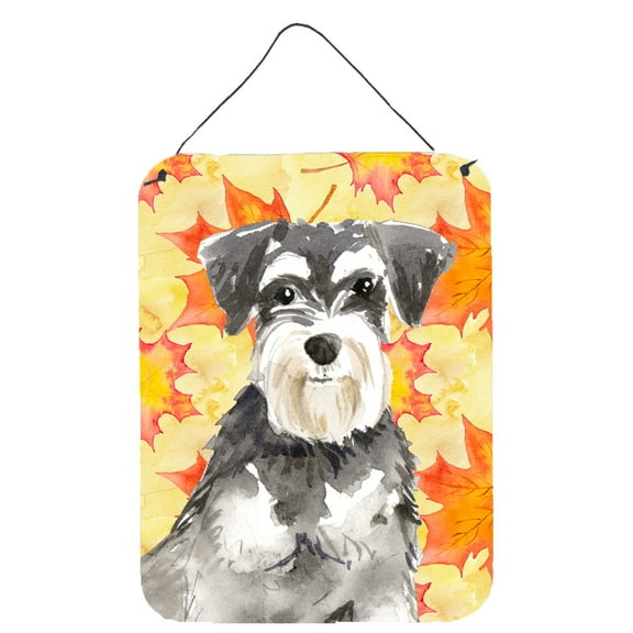 Fall Leaves Schnauzer 2 Wall or Door Hanging Prints