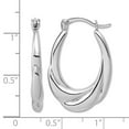 thumbnail image 2 of 925 Sterling Silver Rhodium Plated Polished and Grooved Oval Hoop Earrings 27x19mm Wide 6.5mm Thick Hoop Earring for Wom, 2 of 2